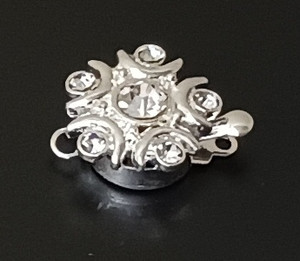 1 Silver-Plated 14x18mm Rhinestone Pinch Clasp 1 Silver-Plated 14x18mm Rhinestone Pinch Clasp