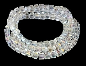 1 Strand of Crystal AB 8mm Faceted Glass Crystal Cubes 1 Strand of Crystal AB 8mm Faceted Glass Crystal Cubes