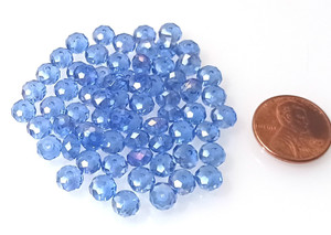 1 Strand of Lt Sapphire AB 6x4mm Glass Crystal Rondelles 1 Strand of Lt Sapphire AB 6x4mm Glass Crystal Rondelles