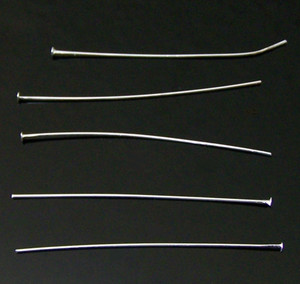 100 Silver Plated .013 Inch x 2 Inch Thin Head Pins