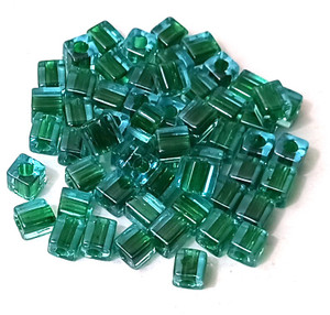 Miyuki 4mm Square Beads - Blue Green