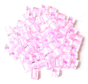 Miyuki 4mm Square Beads - Clear Pink Miyuki 4mm Square Beads - Clear Pink