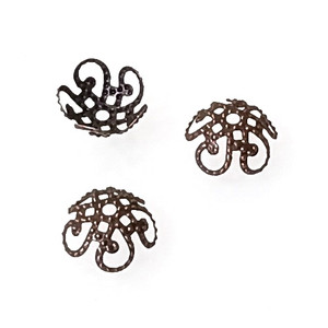 Antique Copper 4xCurly 5-Leaf Bead Caps Antique Copper 4xCurly 5-Leaf Bead Caps