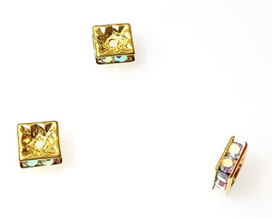 Crystal AB 8mm GP Rhinestone Squaredelle Beads Crystal AB 8mm GP Rhinestone Squaredelle Beads