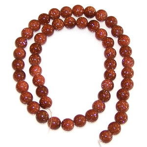 8mm Round Semiprecious Gemstone Beads - Goldstone