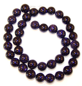 8mm Round Semiprecious Gemstone Beads - Blue Goldstone