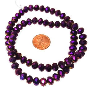 Metallic Purple 8x5mm Glass Crystal Rondelles Metallic Purple 8x5mm Glass Crystal Rondelles