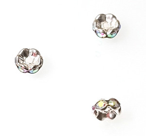 Crystal AB 6mm Silver-Plated Rhinestone Rondelle Beads Crystal AB 6mm Silver-Plated Rhinestone Rondelle Beads