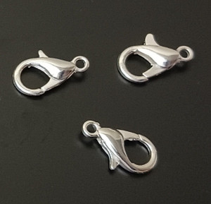 20 Silver-Plated 12x6mm Lobster Clasps w/ 5mm Jump Rings 20 Silver-Plated 12x6mm Lobster Clasps w/ 5mm Jump Rings