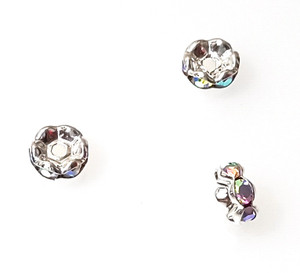 Crystal AB 8mm Silver-Plated Rhinestone Rondelle Beads Crystal AB 8mm Silver-Plated Rhinestone Rondelle Beads
