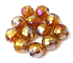 Gold AB 12mm Glass Crystal Disco Beads Gold AB 12mm Glass Crystal Disco Beads