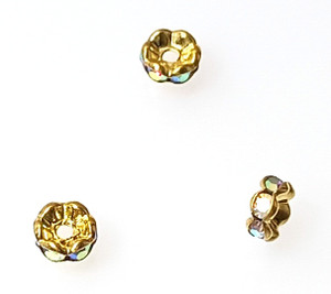 Crystal AB 6mm Gold-Plated Rhinestone Rondelle Beads Crystal AB 6mm Gold-Plated Rhinestone Rondelle Beads