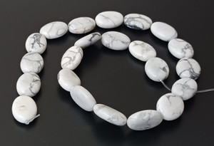 White Howlite 13x18mm Puff Oval Semiprecious Gemstone Beads White Howlite 13x18mm Puff Oval Semiprecious Gemstone Beads