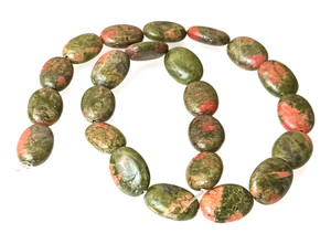 Unakite 13x18mm Puff Oval Semiprecious Gemstone Beads Unakite 13x18mm Puff Oval Semiprecious Gemstone Beads