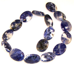 Sodalite 18x25mm Puff Oval Semiprecious Gemstone Beads