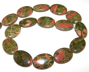 Unakite 18x25mm Puff Oval Semiprecious Gemstone Beads Unakite 18x25mm Puff Oval Semiprecious Gemstone Beads