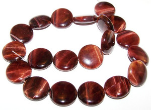 Red Tiger Eye 20mm Puff Coin Semiprecious Gemstone Beads Red Tiger Eye 20mm Puff Coin Semiprecious Gemstone Beads