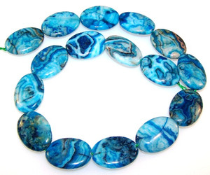 Blue Crazy Lace Agate 18x25mm Puff Oval Semiprecious Gemstone Beads