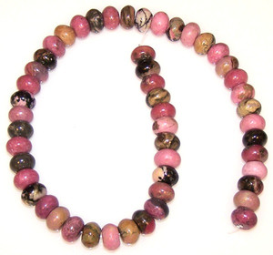Rhodonite 12x8mm Puff Rondelle Semiprecious Gemstone Beads Rhodonite 12x8mm Puff Rondelle Semiprecious Gemstone Beads
