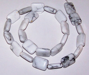 12x16mm Puff Rectangle Semiprecious Gemstone Beads - White Howlite 12x16mm Puff Rectangle Semiprecious Gemstone Beads - White Howlite