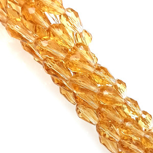 11x7mm Glass Crystal Teardrops - Light Gold