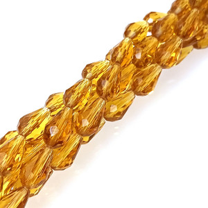 11x7mm Glass Crystal Teardrops - Medium Gold