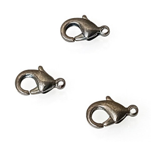20 - 12x6mm Gunmetal Lobster Clasps 20 - 12x6mm Gunmetal Lobster Clasps