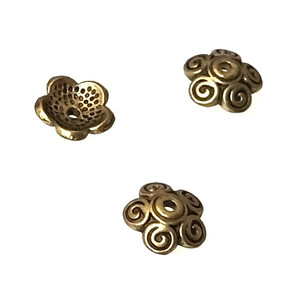 50 - Antique Bronze 4x10mm Scroll-Work Bead Caps 50 - Antique Bronze 4x10mm Scroll-Work Bead Caps