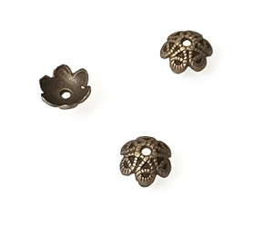 100 Antique Bronze 4x9mm 6-Leaf Bead Caps 100 Antique Bronze 4x9mm 6-Leaf Bead Caps