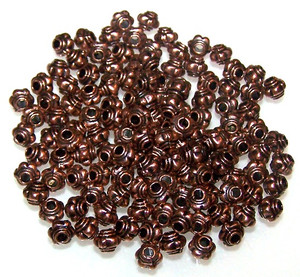 Antique Copper 3x4mm Thick Beaded Rondelle Metal Beads