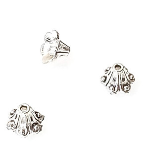 50 Antique Silver-Plated 6x9mm 6-Point Bead Caps 50 Antique Silver-Plated 6x9mm 6-Point Bead Caps