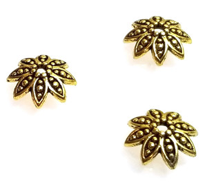 Antique GP 4x14mm 8 Long Leaf Fancy Bead Caps Antique GP 4x14mm 8 Long Leaf Fancy Bead Caps