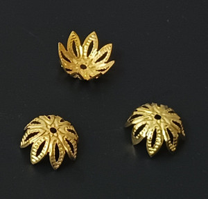 100 Gold-Plated 7x12mm 8-Point Bead Caps 100 Gold-Plated 7x12mm 8-Point Bead Caps