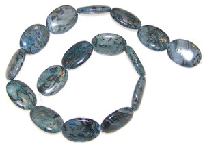 Blue Picasso Jasper 18x25mm Puff Oval Semiprecious Gemstone Beads