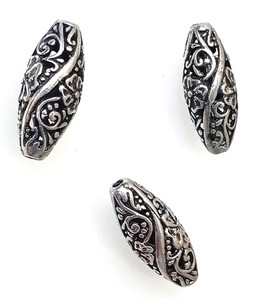 Antique Silver-Plated 11x27mm Flower Metal Beads Antique Silver-Plated 11x27mm Flower Metal Beads