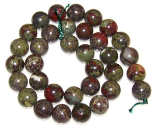 Dragon Blood Jasper 12mm Round Semiprecious Gemstone Beads