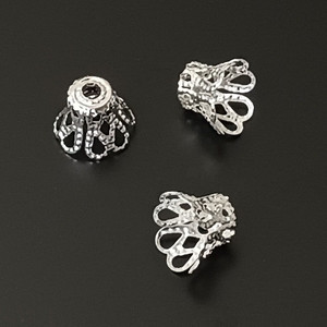 100 Silver-Plated 7x10mm Bead Caps - Large Fluted 100 Silver-Plated 7x10mm Bead Caps - Large Fluted