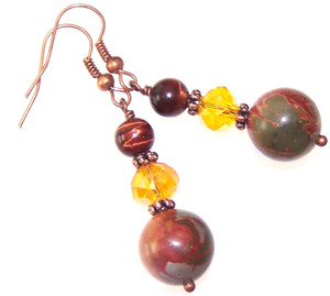 Antique Copper Leaves Earrings Beaded Jewelry Making Kit Antique Copper Leaves Earrings Beaded Jewelry Making Kit