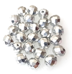 2 Dozen Czech 10mm Fire-Polished - Metallic Silver 2 Dozen Czech 10mm Fire-Polished - Metallic Silver