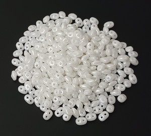 White Luster Czech Glass Superduo Beads White Luster Czech Glass Superduo Beads