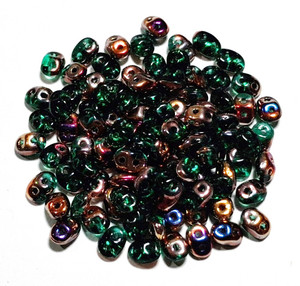 EMERALD SLIPERIT Czech Glass Superduo Beads
