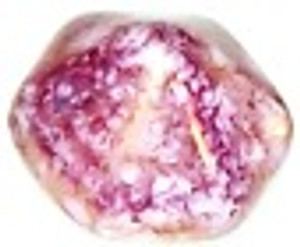 Pyramid Hex 2-Hole 12mm Beads - White Terracotta Purple