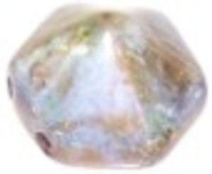 Pyramid Hex 2-Hole 12mm Beads - White Travertine Blue