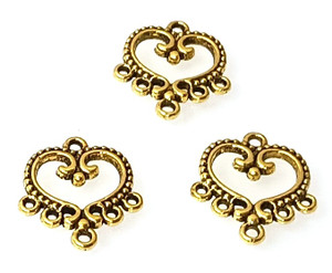 10 Antique Gold-Plated 19x21mm Heart Connectors 10 Antique Gold-Plated 19x21mm Heart Connectors