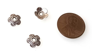100 - Antique Silver-Plated 2.5x9.5mm Scroll-Work Bead Caps 100 - Antique Silver-Plated 2.5x9.5mm Scroll-Work Bead Caps