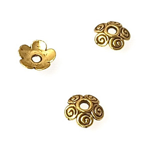 100 - Antique Gold-Plated 2.5x9.5mm Scroll-Work Bead Caps 100 - Antique Gold-Plated 2.5x9.5mm Scroll-Work Bead Caps