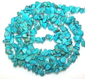 Semiprecious Gemstone Chip Beads - Blue Turquoise Colored Howlite
