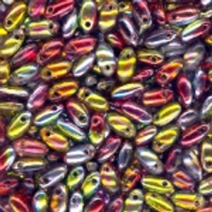 2.5x6mm Czech Glass Rizo Beads - Crystal Magic Apple 2.5x6mm Czech Glass Rizo Beads - Crystal Magic Apple