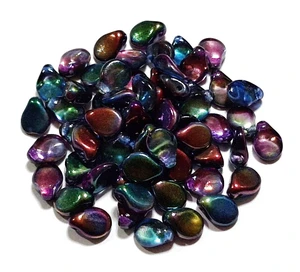25 Crystal Magic Blue Czech glass Pip beads, 5x7mm, by Jablonec