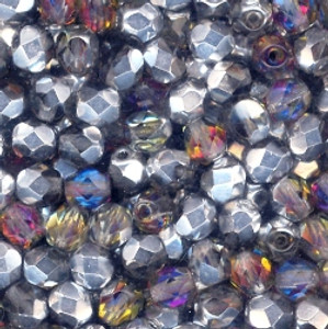 Czech 6mm Fire-Polished - Crystal Volcano Czech 6mm Fire-Polished - Crystal Volcano